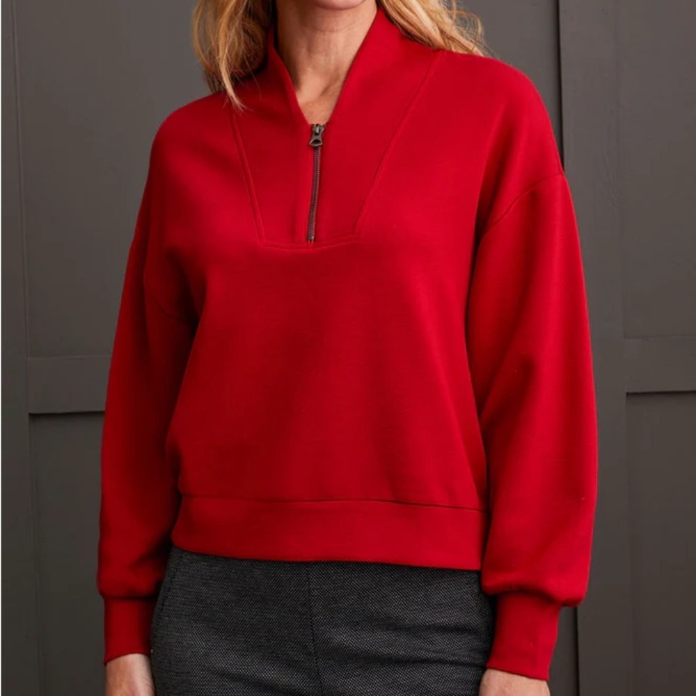 Tribal Dolman Scarlet Red Top with Zipper M